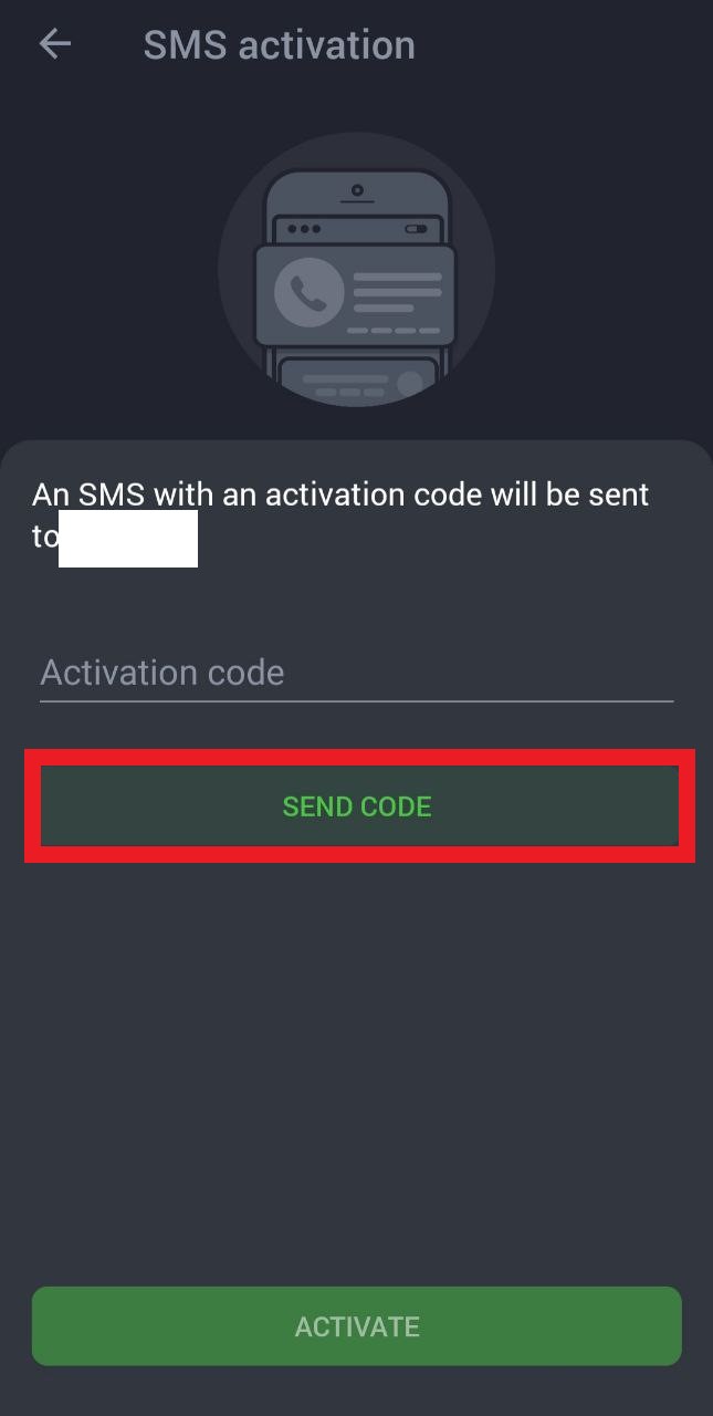 Отправка смс-кода при регистрации в приложении БК Astrabet для Андроид